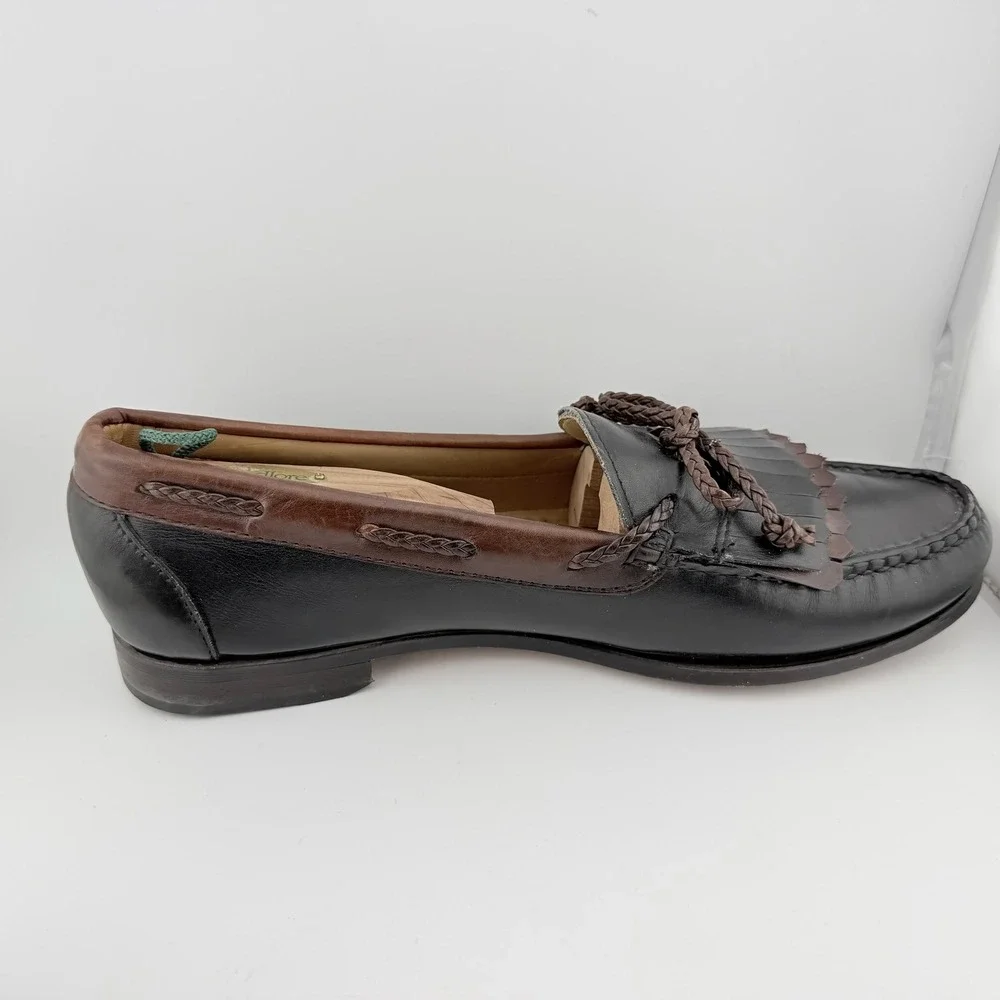 Allen Edmonds Woodstock Loafers 10.5B Black Brown Excellent Kiltie Leather 47212